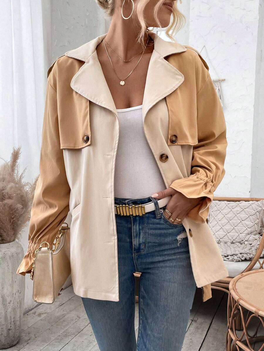 Chiquease Ladies' Patchwork Single Breasted Trench Coat Fall Cloth For Women - Multicolor - View 1