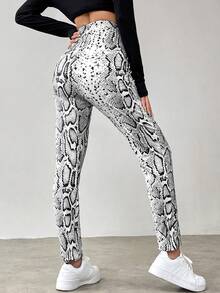 SHEIN Unity Của phụ nữ In rắn Dài Quần - Nhiều màu - Xem 2