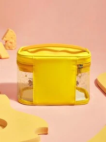 TOM & JERRY X SHEIN Yellow Transparent Cosmetic Bag - Yellow - View 4
