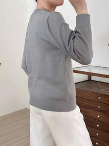 Elegant New Chinese Style Long Sleeve Fashionable Contrast Color Sweater, Autumn - Baby Blue - View 2