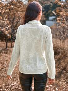 SHEIN Privé Camisa De Manga Larga Con Cuello Vuelto Para Mujer - Albaricoque - Ver 2