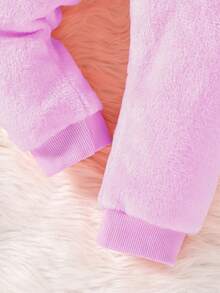 女嬰嬰兒卡通刺繡絨毛衛衣和褲子