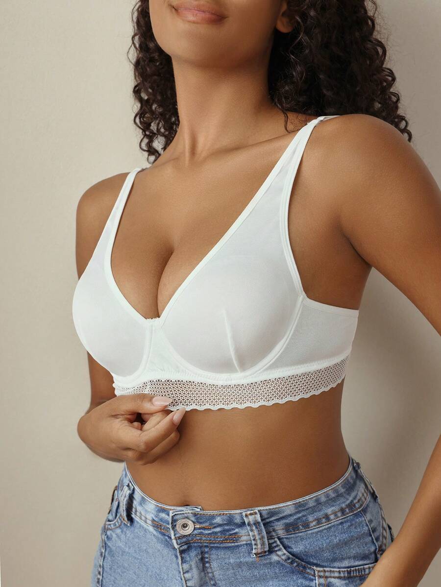 SHEIN Women's Full Coverage Bra - White - View 1