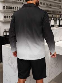 Manfinity Mode Màu sắc thay đổi dần Nam Bộ đồ Và Bộ quần short - Đen và trắng - Xem 2