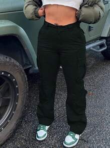 Multi-Pocket Cargo Trousers - Black - View 3