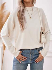 SHEIN Essnce 女式長袖毛衣 - 米色 - 查看 5