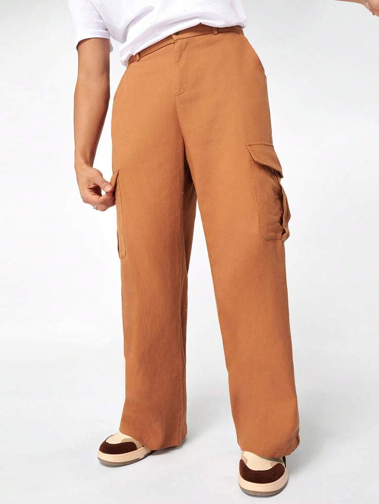 Men Flap Pocket Side Cargo Pants