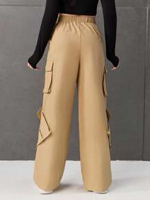 SHEIN Teen Girl Flap Pocket Side Cargo Pants