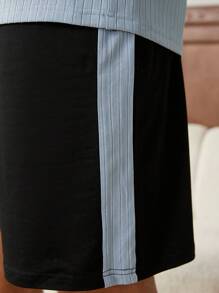 Men's Sleeveless Vest And Shorts Homewear Set - Multicolor - View 3