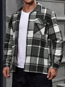 Extended Sizes 男士大尺碼棋盤格外套 - 彩色 - 查看 3
