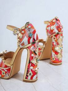 SHUZIA Women's Stylish Sleek Design Rhinestone Studded Detailing High Heel Sandals