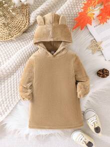 Sudadera Con Capucha De Manga Larga Con Orejas De Conejo Para Niñas Pequeñas Para Primavera Y Otoño - Caqui - Ver 3