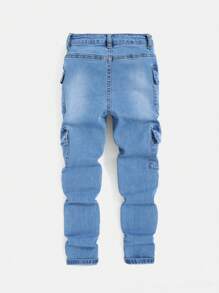SHEIN Tween Boy Flap Pocket Side Cargo Jeans