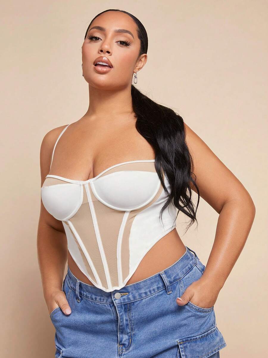 SHEIN BAE 大碼吊帶背心 - 白色 - 查看 1