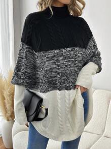 SHEIN LUNE Của phụ nữ Khối màu Lỏng lẻo phù hợp Giải trí Áo len - Xám - Xem 1