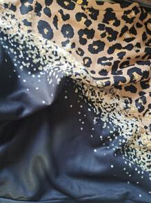 SHEIN Sudadera con cuello redondo con estampado de leopardo para niñas preadolescentes - Negro - Ver 5