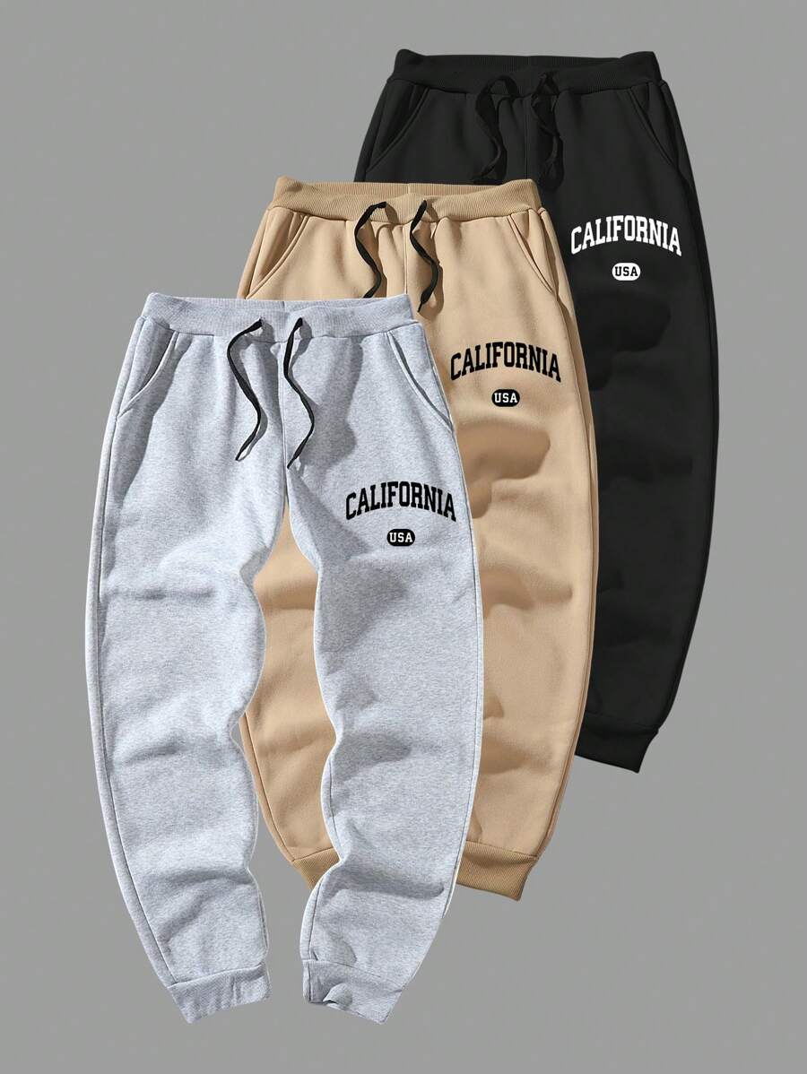 Manfinity Hypemode 3入組男款文字印花設計汗褲 - 彩色 - 查看 1