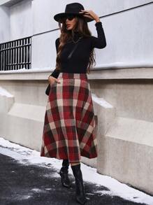 SHEIN Clasi Của phụ nữ Kẻ sọc Váy - Cà phê nâu - Xem 7