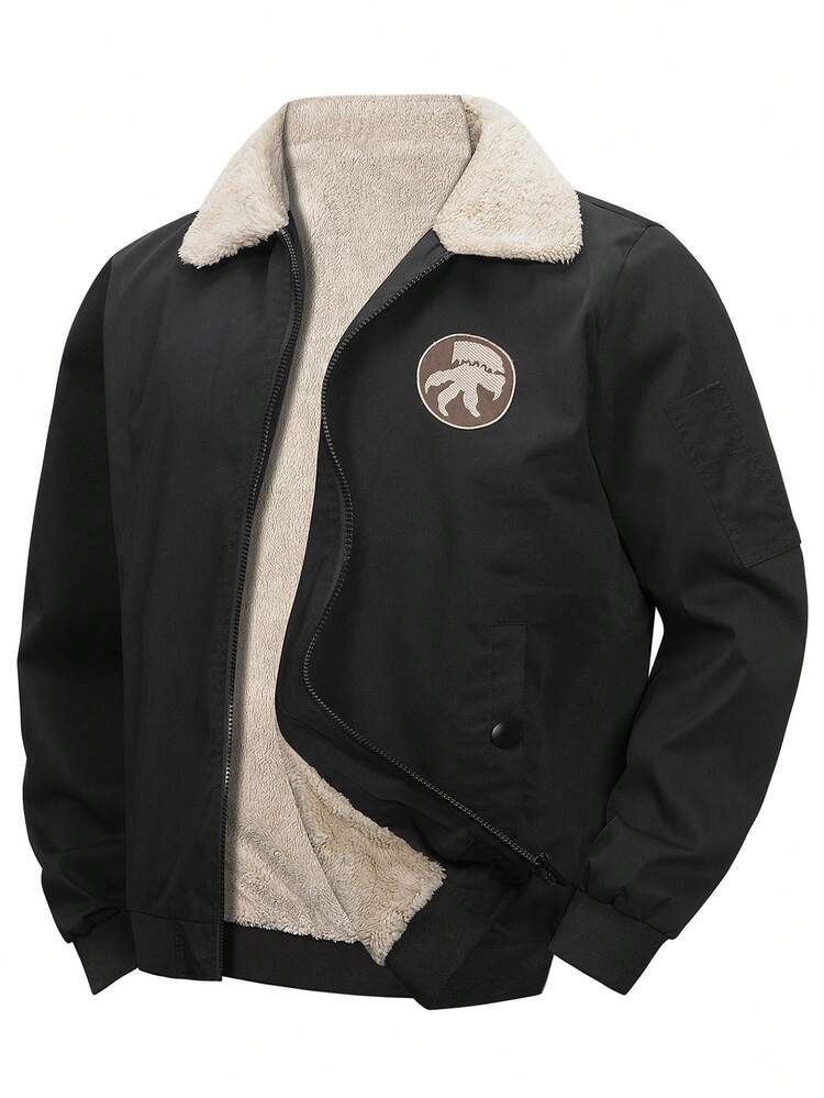 Men's Black Thermal Lined Zipper Jacket