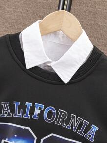 男孩銀河字母印花運動服套裝 - 黑色 - 查看 3