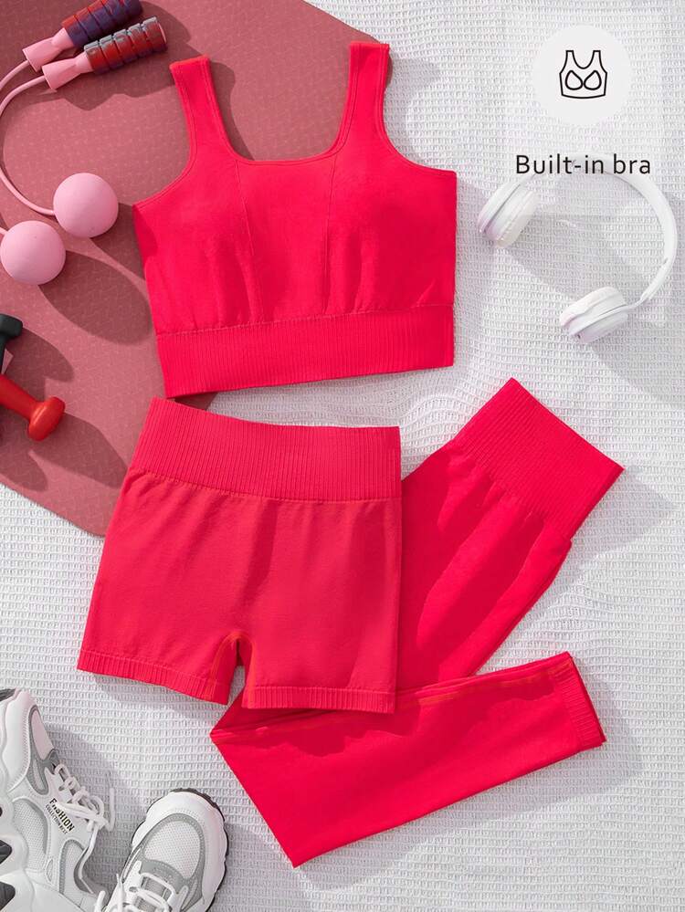 Teen Girl 3pcs Solid Sports Set