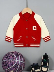 Baby Boys' Letter Striped Cardigan - Red - View 1