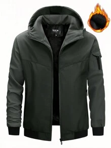 Manfinity LEGND Loose-Fit Men's Black Hooded Casual Jacket - Army Green - View 1