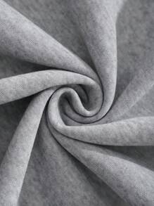 SHEIN EZwear 大尺碼女士豹紋和咖啡圖案心形細節運動衫 - 灰色 - 查看 5