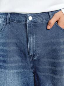 Manfinity Hypemode Men's Washed Loose Wide Leg Denim Jeans - Light Wash - View 4