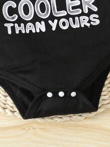 Baby Boy Letter Printed Bodysuit - Black - View 5