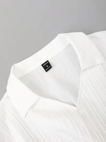 Manfinity Homme Men Solid Color Loose Fit Shirt And Pants Set With Long Sleeves, Fall Clothes - White - View 5