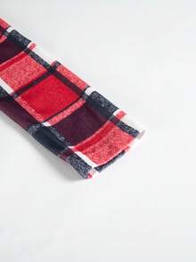 宽松格纹长袖口袋羊毛夹克 - 彩色 - 查看 3