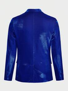 Manfinity VCAY Áo khoác nam cổ ve đơn cài khuy, cho mùa thu đông - Xanh đậm - Xem 3