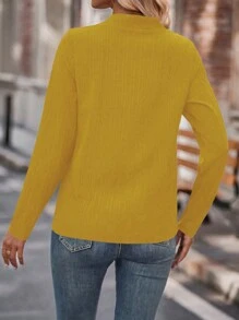 SHEIN LUNE Women's Stand Collar Long Sleeve Shirt - Yellow - View 2