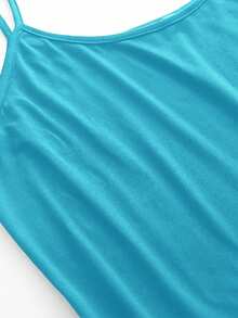 Calvaya Của phụ nữ Đơn giản Màu thuần Kích thước lớn Váy Dây - Màu xanh nhạt - Xem 6