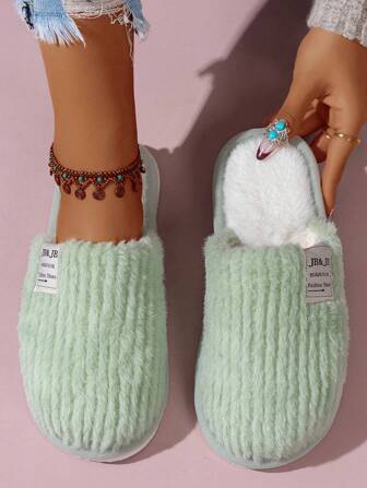 Papuci de casă pufoși, din blană, pentru uz casnic, pentru bărbați, femei și cupluri, toamnă/iarnă