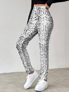 SHEIN Unity Của phụ nữ In rắn Dài Quần - Nhiều màu - Xem 5