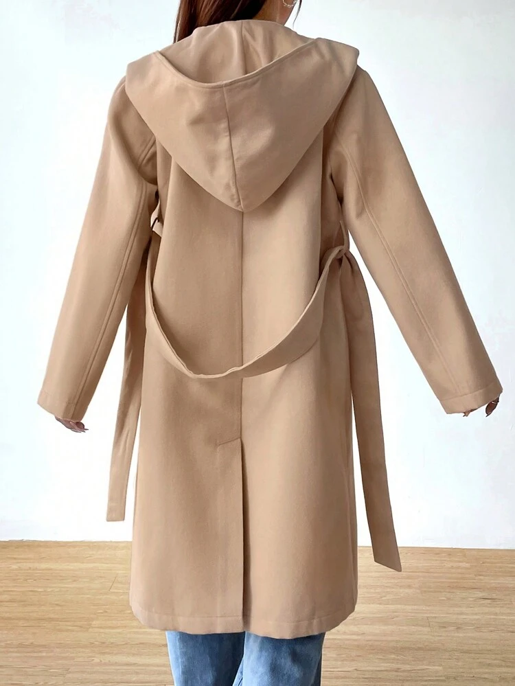 Women's Double Breasted Hooded Overcoat