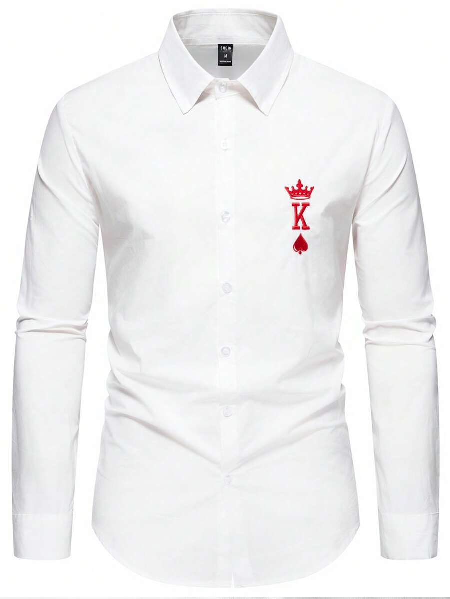 Manfinity Homme Men Embroidered Detail Shirt - White - View 1