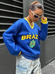 StreetHx 字母印花長袖運動衫 - 藍色 - 查看 4