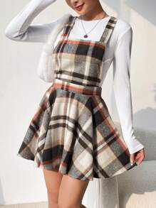 SHEIN EZwear In kẻ sọc Đầm Tổng thể Without Tee - màu nâu - Xem 1