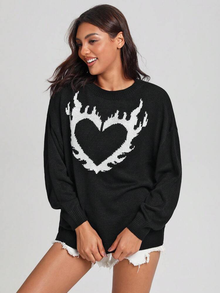 Women's Sweater With Heart Pattern