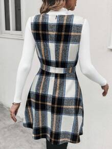 Pariaura 女士格子休闲日常连衣裙 - 橘色 - 查看 2