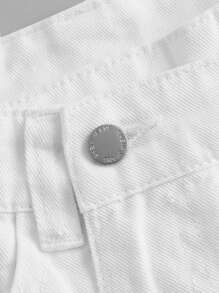 SHEIN MOD Women'S Denim Skirt With Side Pockets - White - View 4