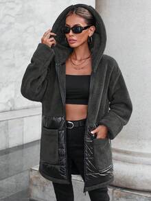 RueChic Women's Hooded Padded Coat - Dark Grey - View 6