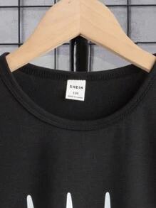 SHEIN Tween Boys Gaming Controller Printed T-shirt - Black - View 3