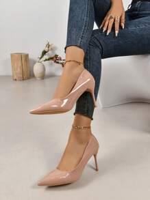 Của phụ nữ Pointed Toe Đen Cao gót , Màu Khỏa thân Dây đeo mắt cá chân - Bụi hồng - Xem 1