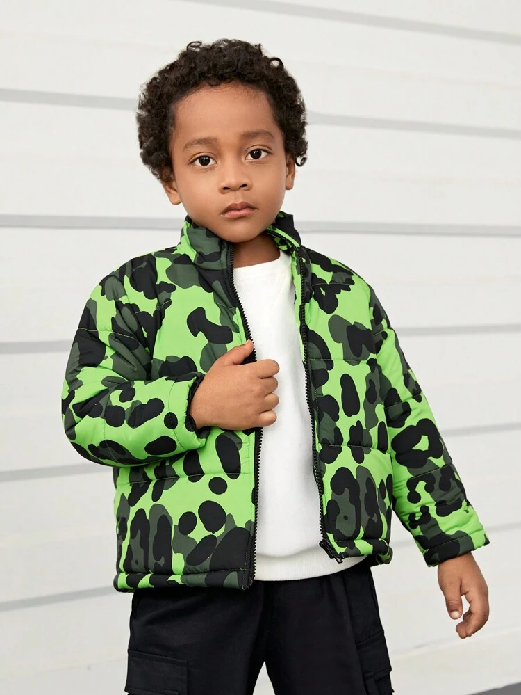 Young Boy Camo Print Padded Coat