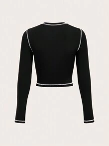 SHEIN Qutie Remera De Costura Superior Con Estampado De Cráneo - Blanco y Negro - Ver 2
