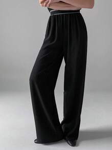 Dazy Tall Sepa Cómo Unir Pantalones De Pierna Ancha - Negro - Ver 1